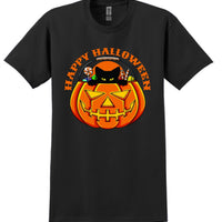 Cat in a Pumpkin Happy Halloween - Halloween - Novelty T-shirt   Fun Holiday