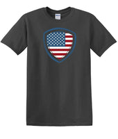 
              Memorial Day shirt flag shield We Will Always Remember 13 color choices -mds5
            
