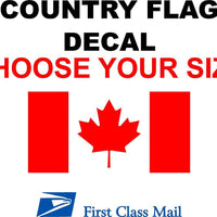 CANADA COUNTRY FLAG, STICKER, DECAL, 5YR VINYL, Canadian country flag
