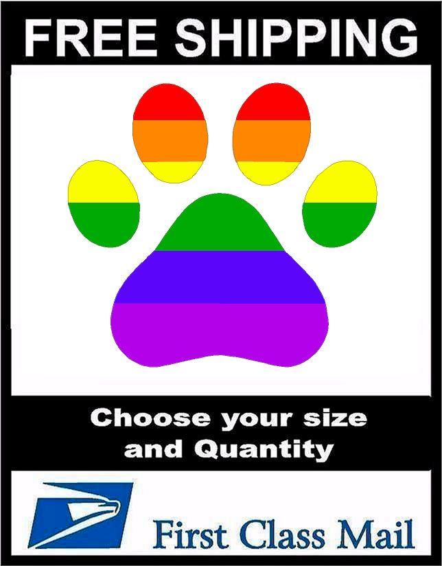 Gay Pride Rainbow Paw Print LGBT Vinyl Decal Bumper Sticker 5yr