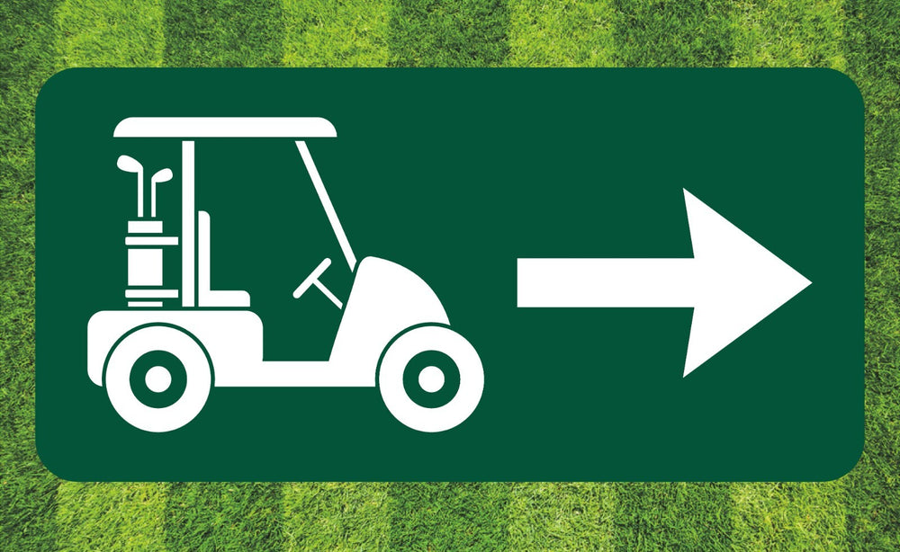 Golf Course Aluminum  Right Direction Sign for the Greens, Fairway & Cart Path