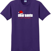 Dear Santa I can explain - Christmas Day T-Shirt -12 color choices