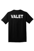 
              Men's Black valet T-shirt Full Size valet Front & Back Logo
            