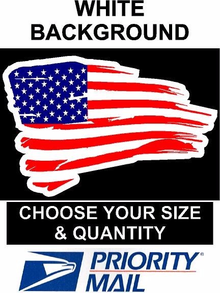 Distressed American Flag Decal with white background USA