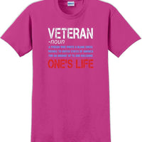 VETERAN NOUN, ONES LIFE, Veterans day Soldier USA Support T-Shirt