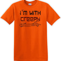 I'M WITH CREEPY POINTING LEFT - Halloween - Novelty T-shirt