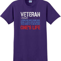 VETERAN NOUN, ONES LIFE, Veterans day Soldier USA Support T-Shirt