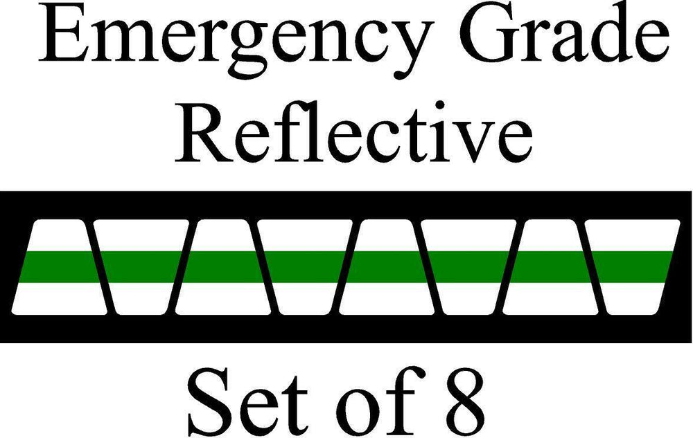 White  w/ Green Stripe HELMET TETS TETRAHEDRONS HELMET STICKER  EMT REFLECTIVE