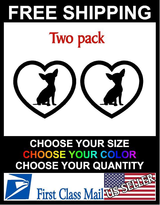 Chihuahua heart, Love Dogs Decal Window Sticker Car Truck, D2