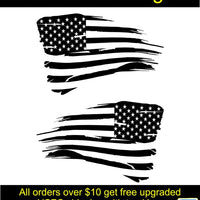 American Flag Distressed Right & Left Vinyl Decal Sticker  14 Colors 6yr vinyl