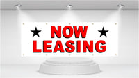 
              NOW LEASING - Advertising Vinyl Banner Flag Sign  printed in the USA
            