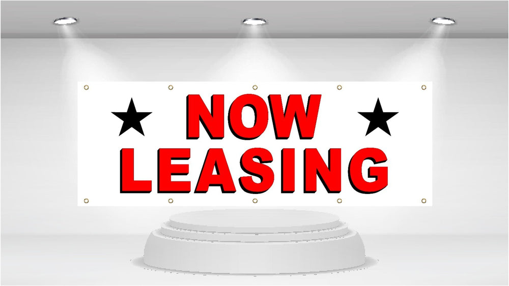 NOW LEASING - Advertising Vinyl Banner Flag Sign  printed in the USA