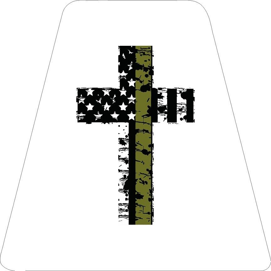 Thin Army green Cross - White TETS TETRAHEDRONS HELMET STICKER FIRE REFLECTIVE