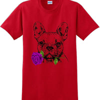 French bulldog with rose short sleeved T-Shirt - Dog mom shirt