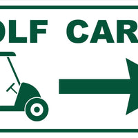 Golf Course Aluminum  Right Direction Sign for the Greens, Fairway & Cart Path