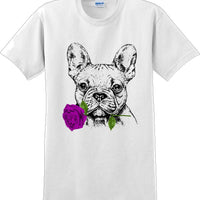 French bulldog with rose short sleeved T-Shirt - Dog mom shirt