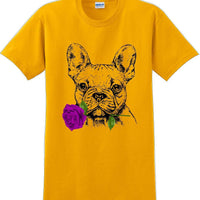 French bulldog with rose short sleeved T-Shirt - Dog mom shirt