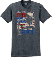 
              LAND OF THE FREE HOME OF THE BRAVE, Veterans day Soldier USA Support T-Shirt
            