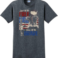 LAND OF THE FREE HOME OF THE BRAVE, Veterans day Soldier USA Support T-Shirt