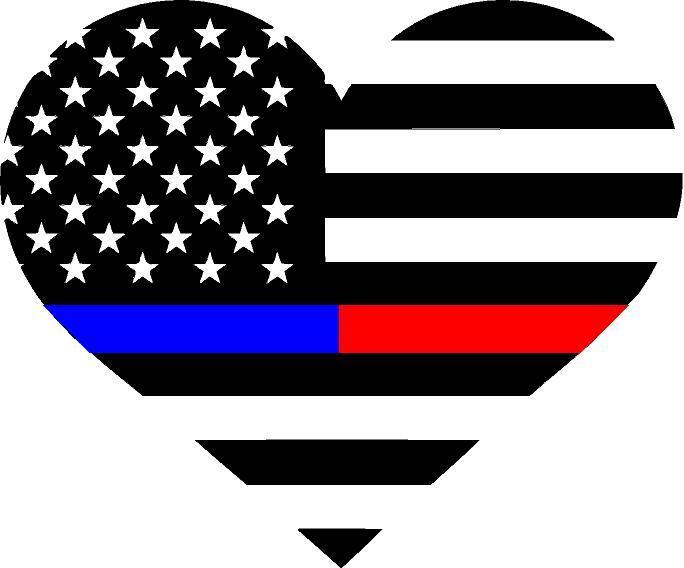 THIN BLUE AND RED LINE HEART
