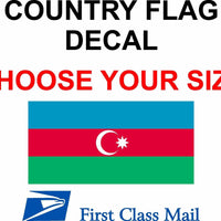 AZERBAIJAN COUNTRY FLAG, STICKER, DECAL, 5YR VINYL, Country flag of Azerbaijan