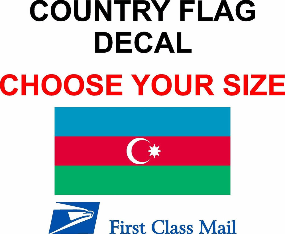 AZERBAIJAN COUNTRY FLAG, STICKER, DECAL, 5YR VINYL, Country flag of Azerbaijan