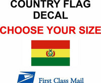 
              BOLIVIA COUNTRY FLAG, STICKER, DECAL, 5YR VINYL, Country Flag of Bolivia
            