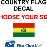 BOLIVIA COUNTRY FLAG, STICKER, DECAL, 5YR VINYL, Country Flag of Bolivia