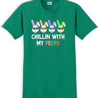 Chillin with my PEEPS - Distressed Design adult Easter T-shirt SM-5XL 13 COLORS