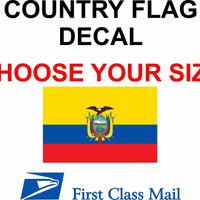 ECUADOR COUNTRY FLAG, STICKER, DECAL, 5YR VINYL, STATE FLAG