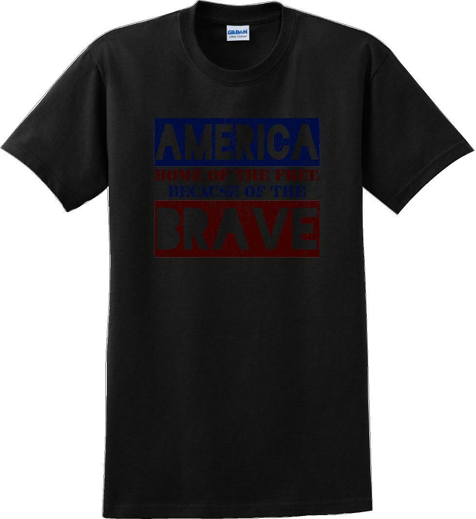 HOME OF THE FREE, BECAUSE OF BRAVE Veterans day Soldier USA Support T-Shirt