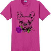 French bulldog with rose short sleeved T-Shirt - Dog mom shirt