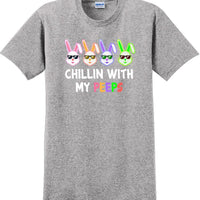 Chillin with my PEEPS - Distressed Design adult Easter T-shirt SM-5XL 13 COLORS