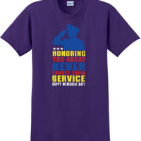 HONORING THE GREAT NEVER FORGET, Veterans day Soldier USA Support T-Shirt