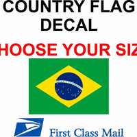 BRAZIL COUNTRY FLAG, STICKER, DECAL, 5YR VINYL, Country flag of Brazil