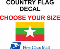 
              BURMA COUNTRY FLAG, STICKER, DECAL, 5YR VINYL, Country Flag of Burma
            
