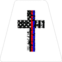 
              Thin Red/Blue Line Cross - WHITE TETS TETRAHEDRONS HELMET STICKER FIRE REFLECT.
            