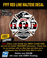 
              Maltese Cross Thin Red Line Tattered Flag Fighting Fire sticker Decal MC1
            