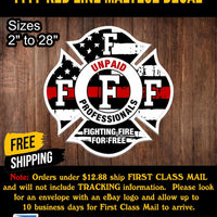 Maltese Cross Thin Red Line Tattered Flag Fighting Fire sticker Decal MC1