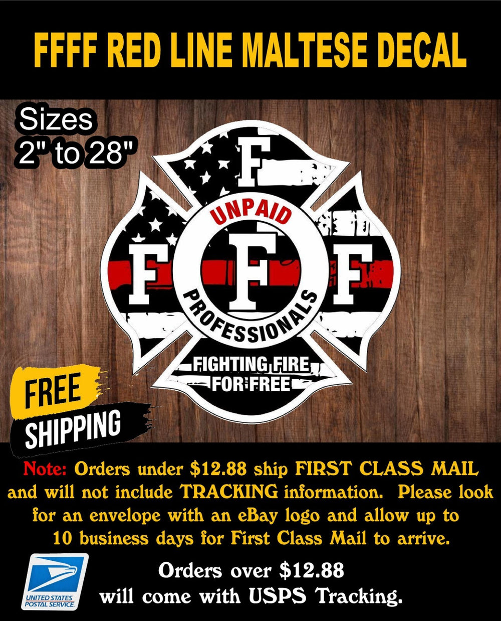 Maltese Cross Thin Red Line Tattered Flag Fighting Fire sticker Decal MC1
