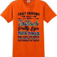 Crazy Tattooed Grandma T-Shirt - 12 color choices