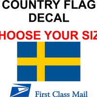 SWEDISH COUNTRY FLAG, STICKER, DECAL, 5YR VINYL, STATE FLAG