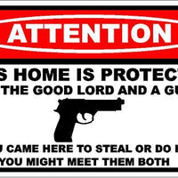 THIS HOME IS PROTECTED Vinyl Decal Sticker 2nd Amendment Gun Firearm Pistol