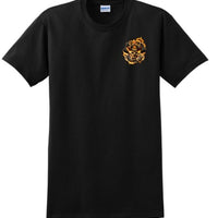 FIRST IN LAST OUT Fire Fighter Skelton w Flames T Shirt Front and Back