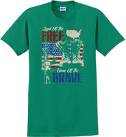 
              LAND OF THE FREE HOME OF THE BRAVE, Veterans day Soldier USA Support T-Shirt
            