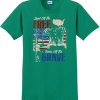 LAND OF THE FREE HOME OF THE BRAVE, Veterans day Soldier USA Support T-Shirt