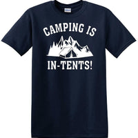 Camping is "IN-TENTS" - Funny shirt - short sleeved T-shirt TH04