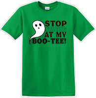 
              STOP STARING AT MY BOO-TEE - Halloween - Novelty T-shirt
            