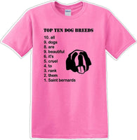 
              TOP TEN DOG BREEDS-SAINT BERNARD - Dog- Novelty T-shirt
            