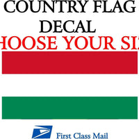 HUNGARIAN COUNTRY FLAG, STICKER, DECAL, 5YR Country flag of Hungary